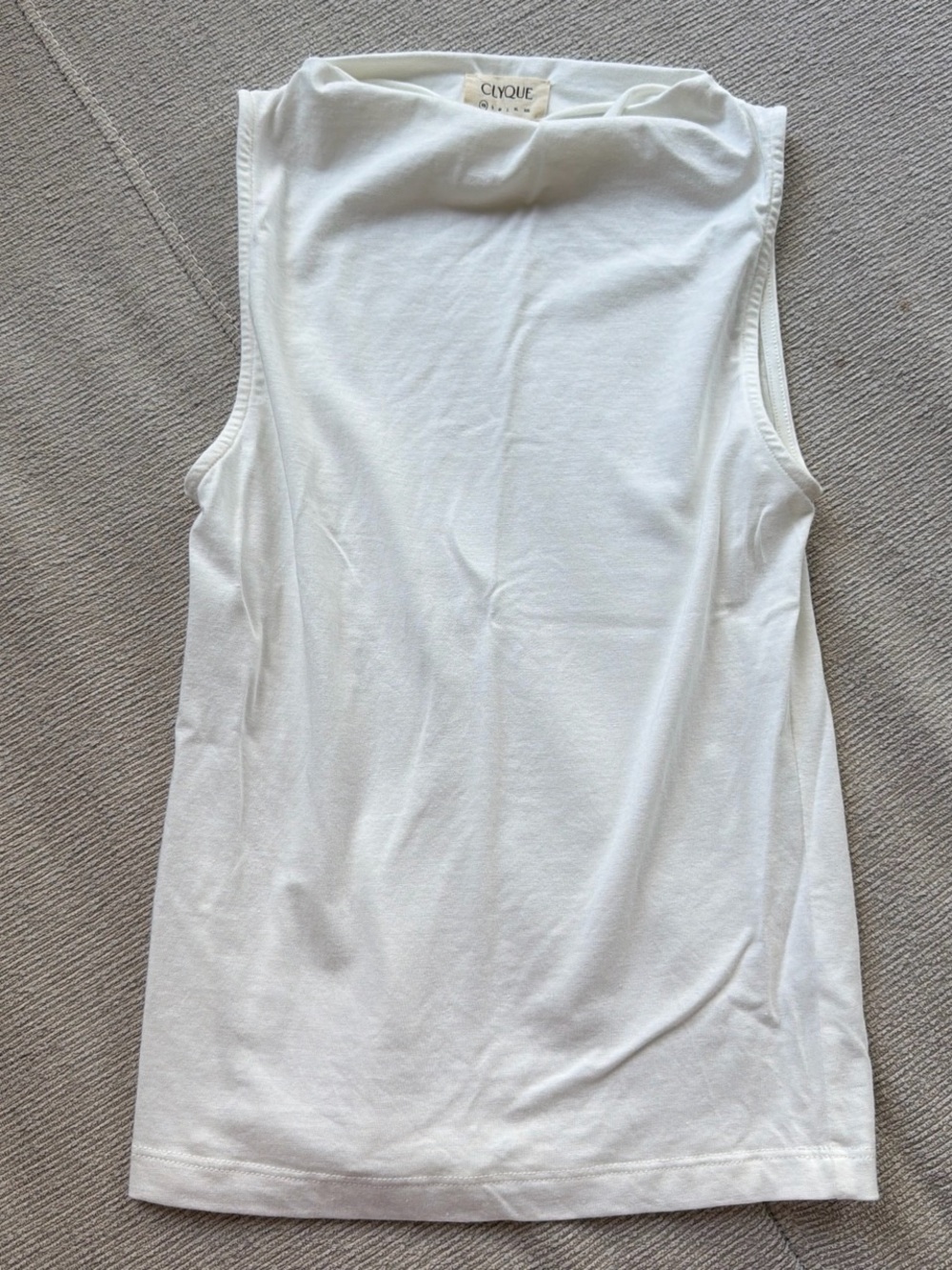 Civic Sleeveless White Tank Top with High Neck